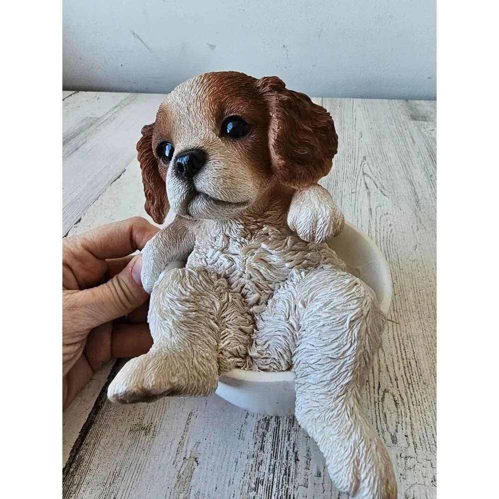 Realistic Springer dog spaniel mini statue teacup mug figurine puppy unique cute